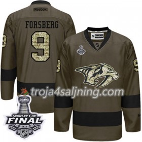 Nashville Predators tröja Filip Forsberg 9 Adidas 2017-2018 Camo Grön 2017 Stanley Cup Final Authentic - NHL Tröjor Herr